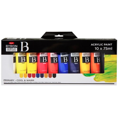 JASART BYRON PAINT SET ACRYLIC 10 x 75ml Colour Tubes